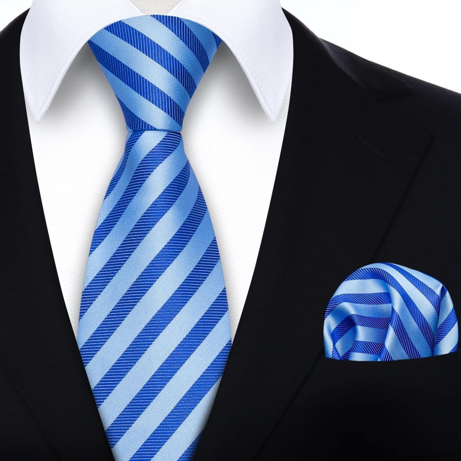 Hisdern Light Blue Striped Business Accessories Set