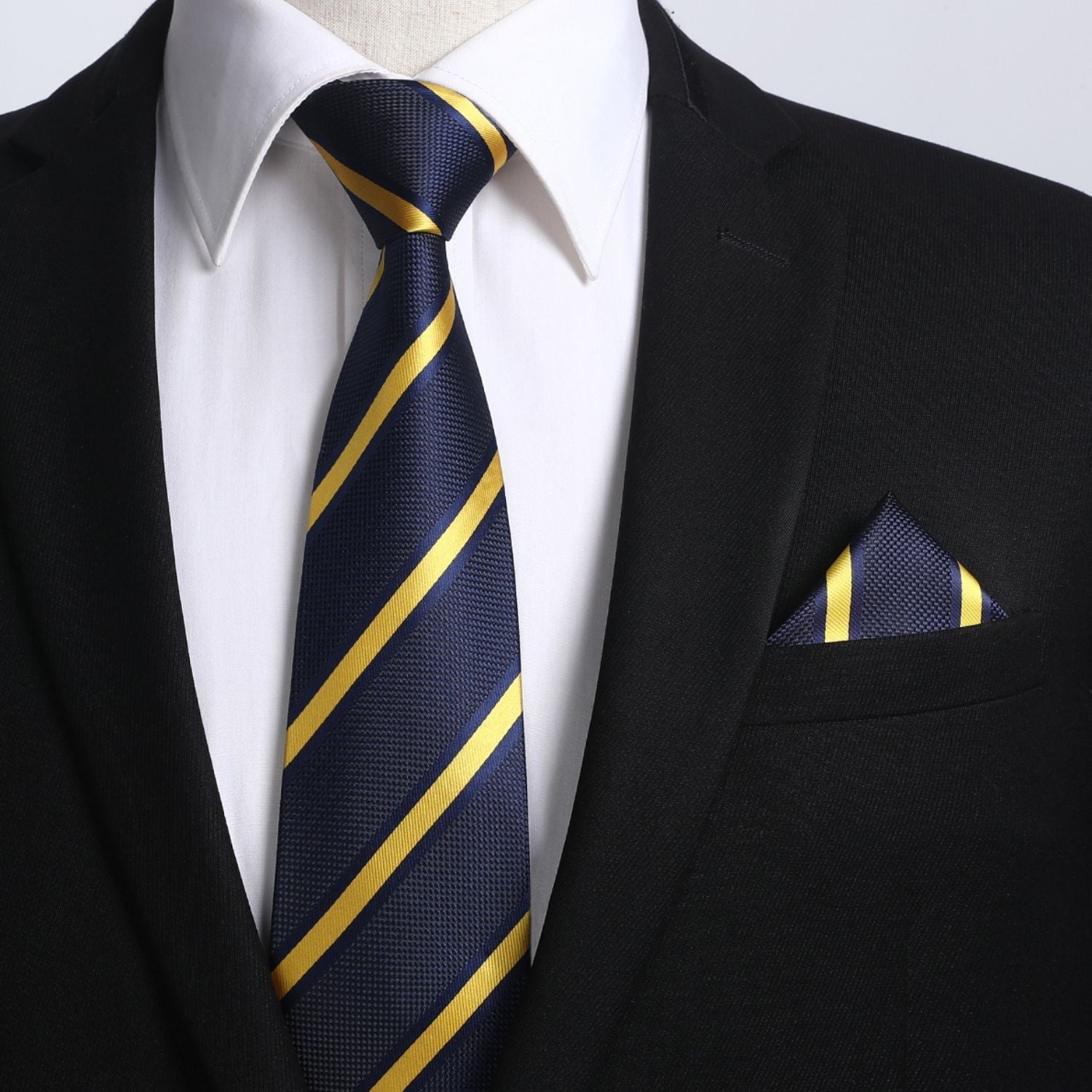 Hisdern Yellow Navy Striped Wedding Accessories Set