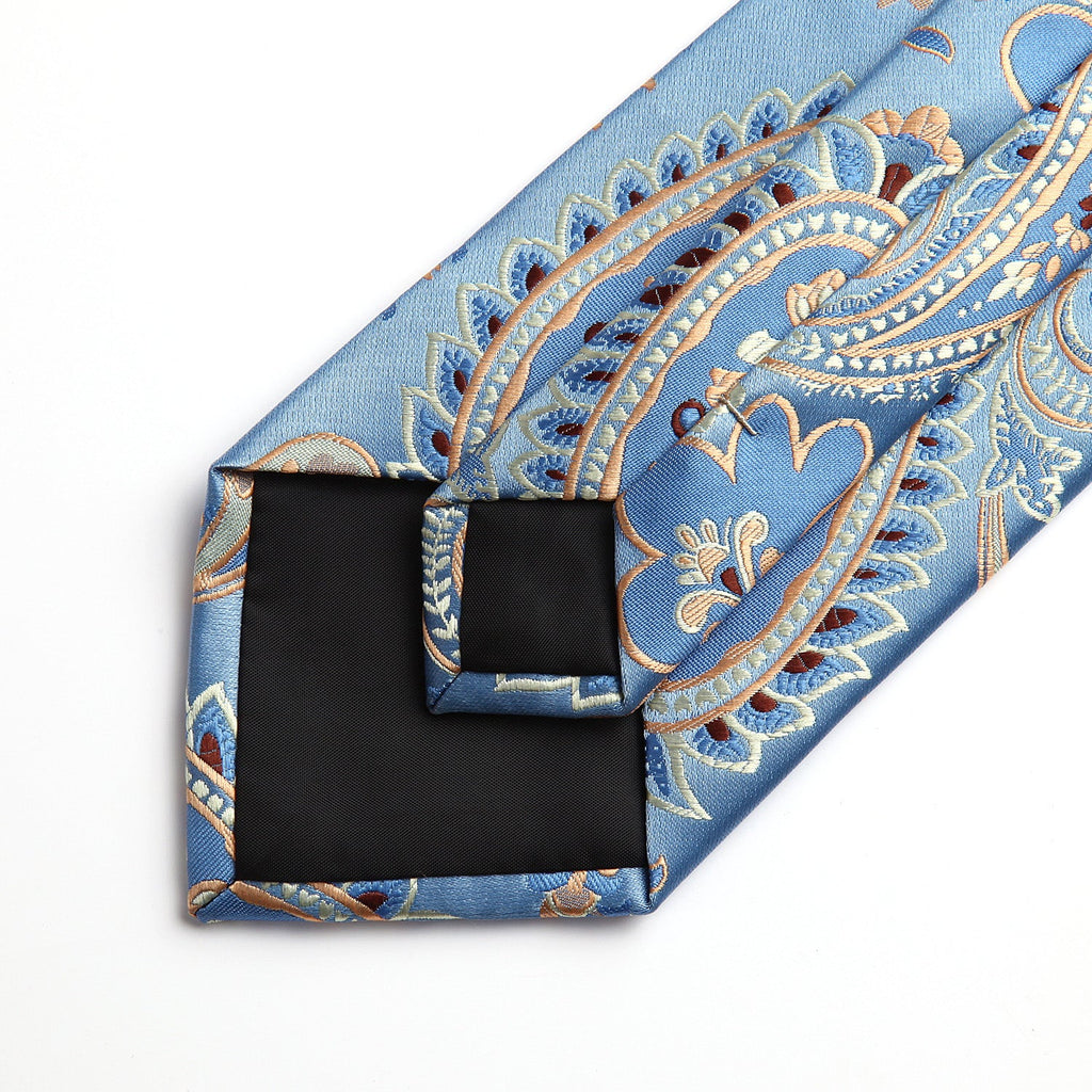 Hisdern Light Blue Purple Paisley Set For Groomsmen