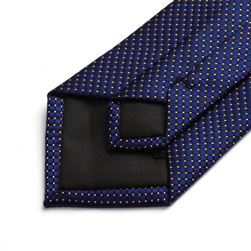 Hisdern Navy Blue Plaid Wedding Accessories Set