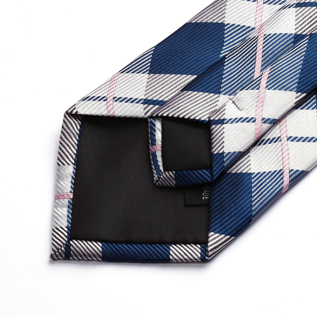Hisdern Grey Plaid Tie Set For Groomsmen