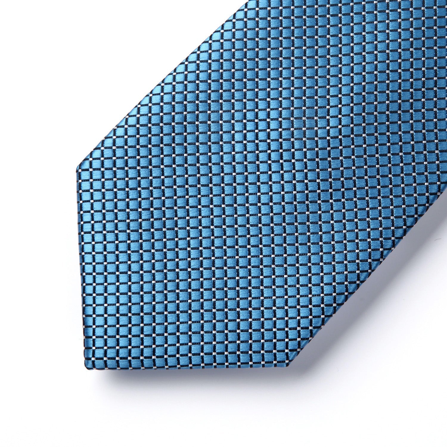 Hisdern Blue Plaid Pocket Square With Matching Tie