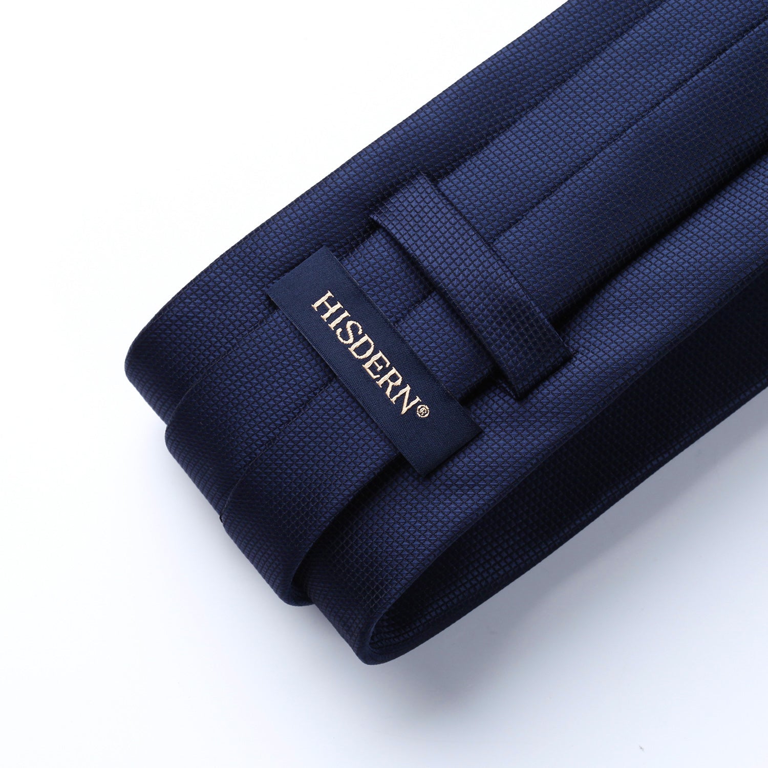 Hisdern Navy Blue Plaid Pocket Square With Matching Tie