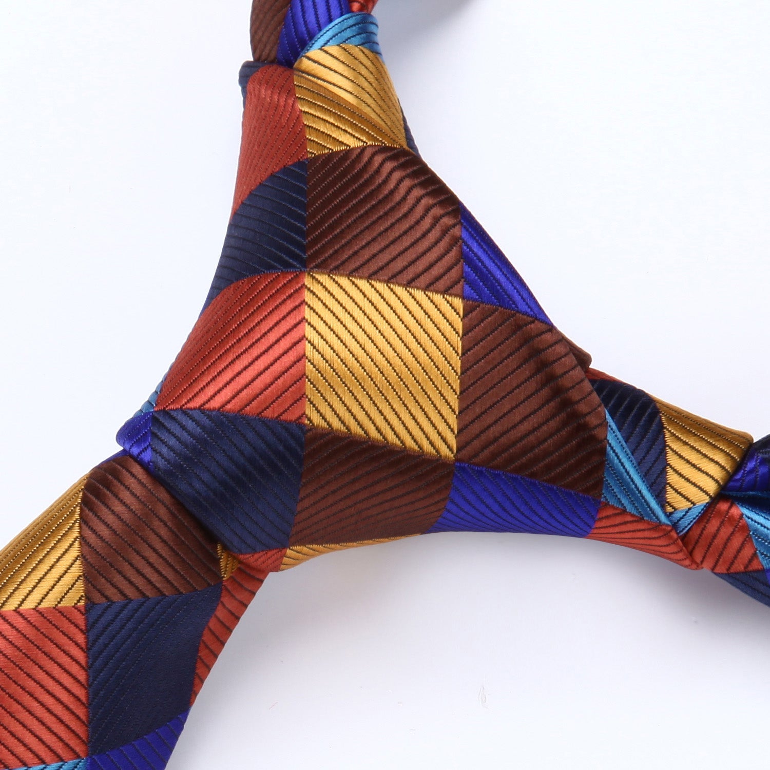 Hisdern Orange Blue Brown Plaid Wedding Accessories Set