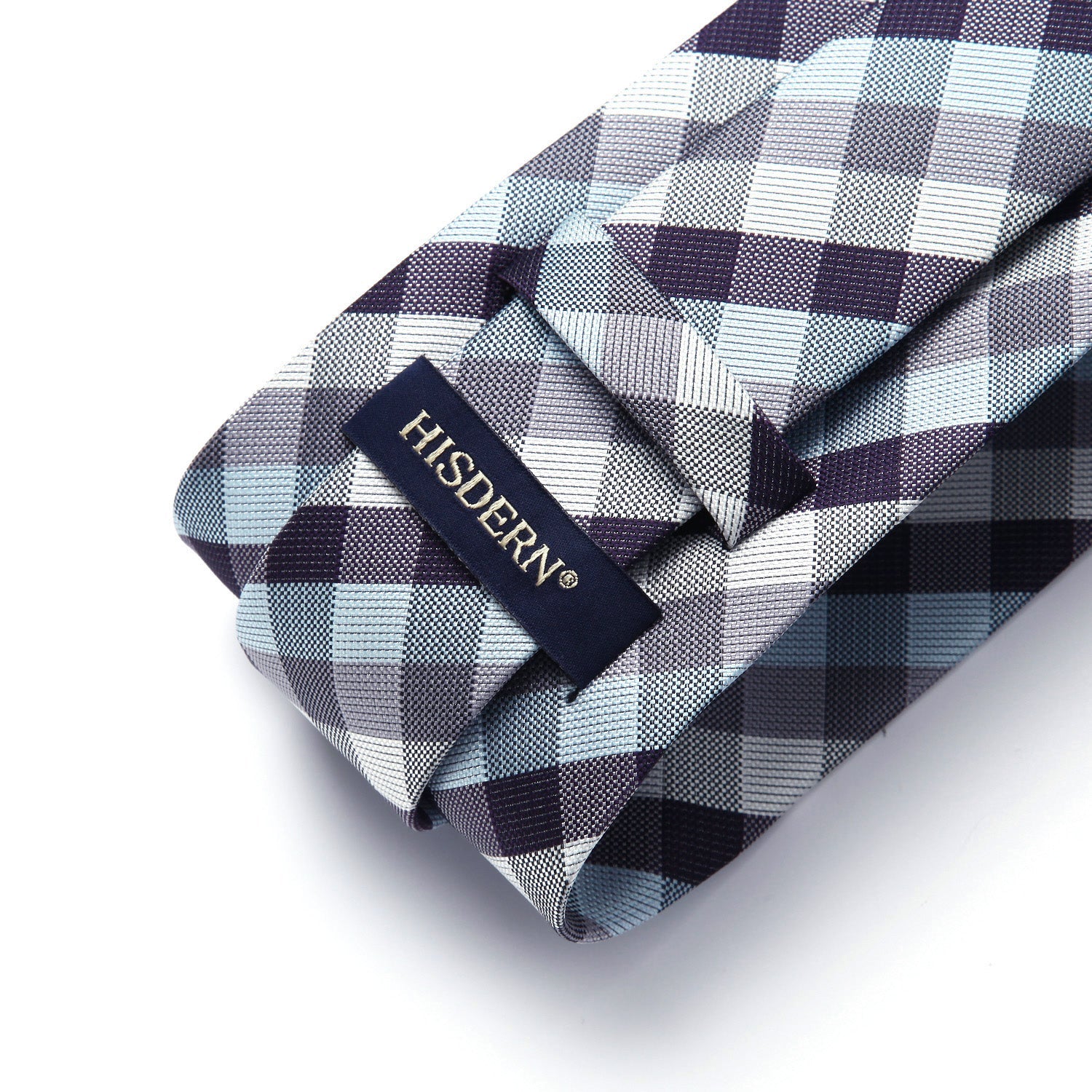 Hisdern Blue Grey White Plaid Business Tie Set