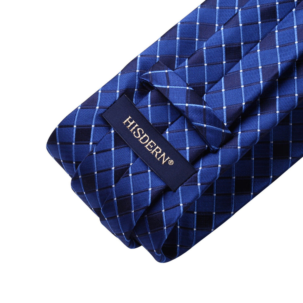 Hisdern Blue Plaid Business Tie Set