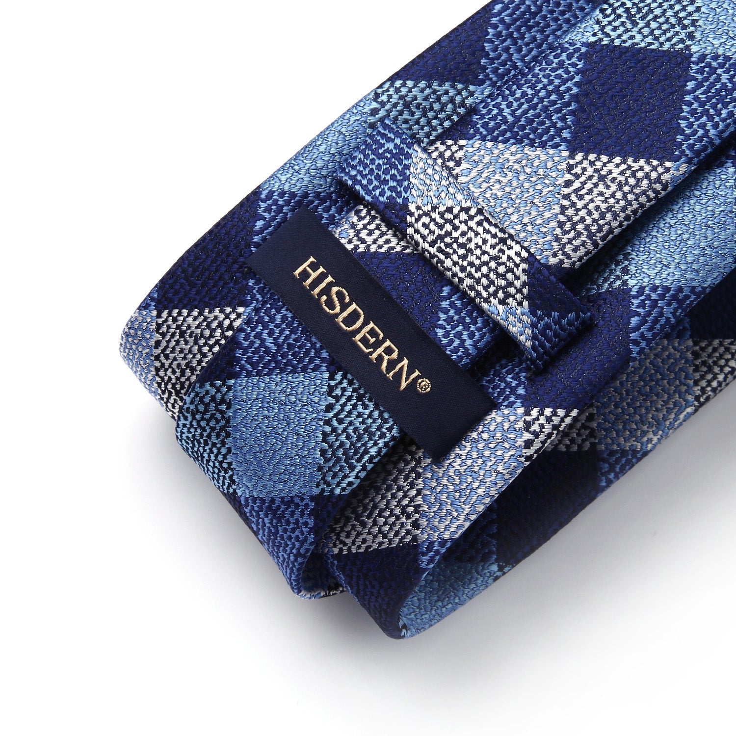Hisdern Navy Blue Grey Plaid Business Tie Set