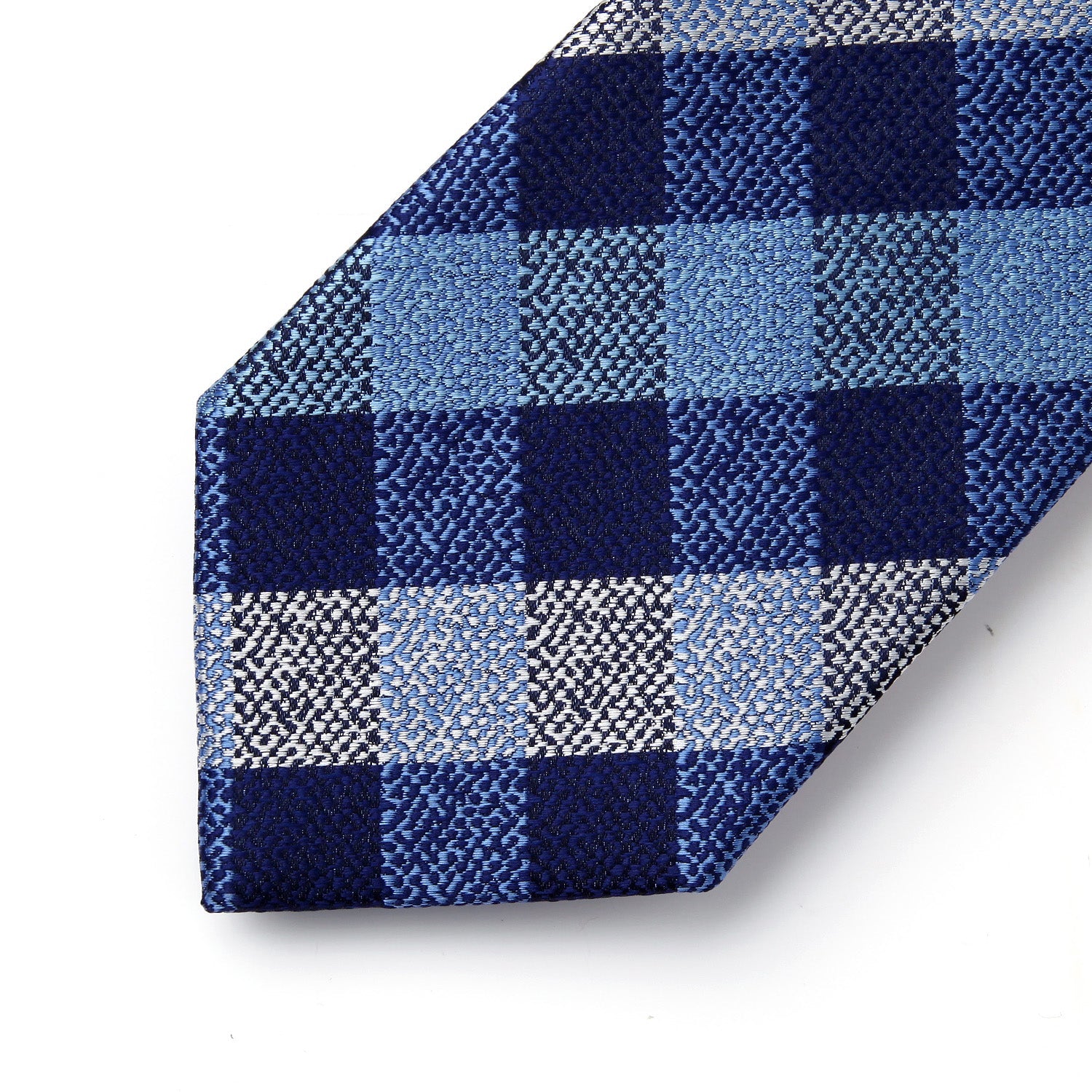 Hisdern Navy Blue Grey Plaid Business Tie Set
