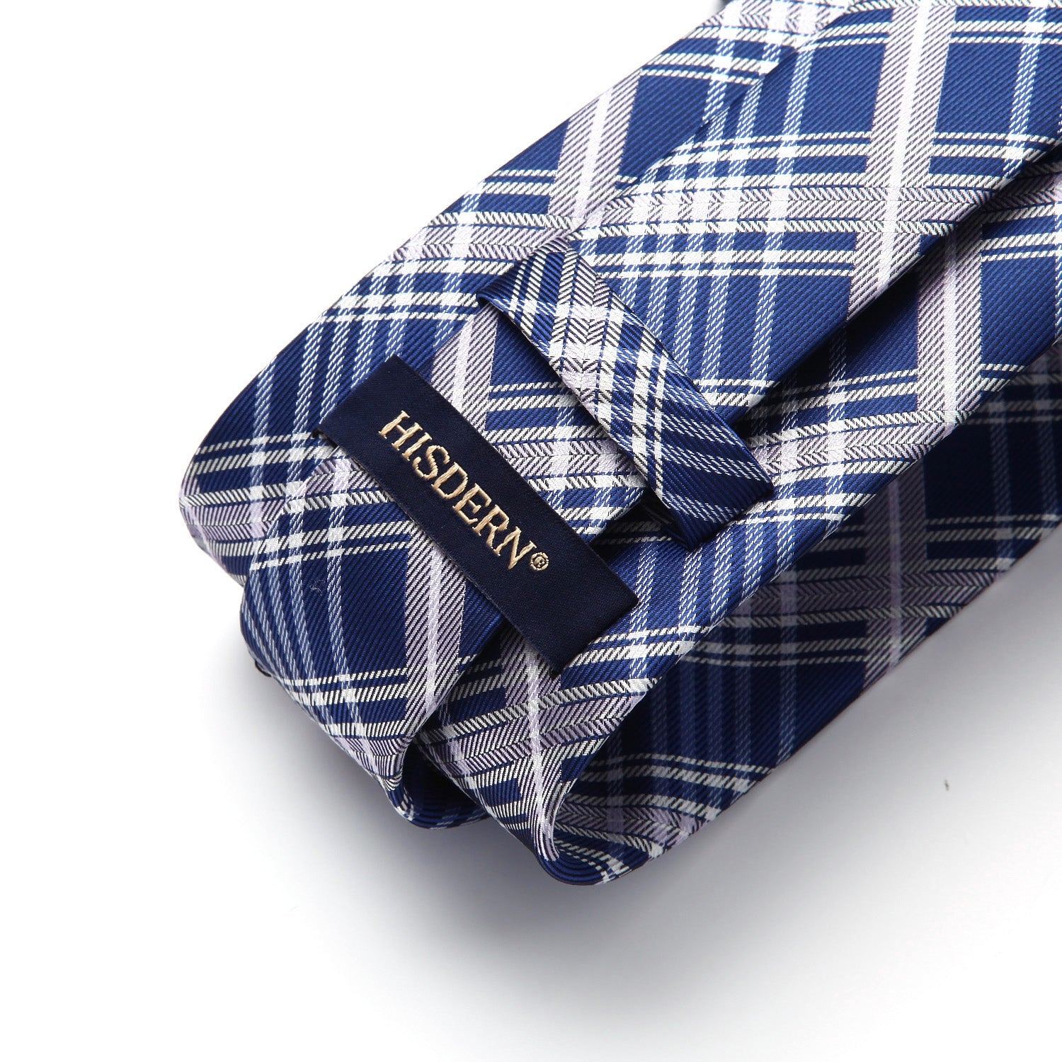 Hisdern Blue White Plaid Tie Set For Groomsmen