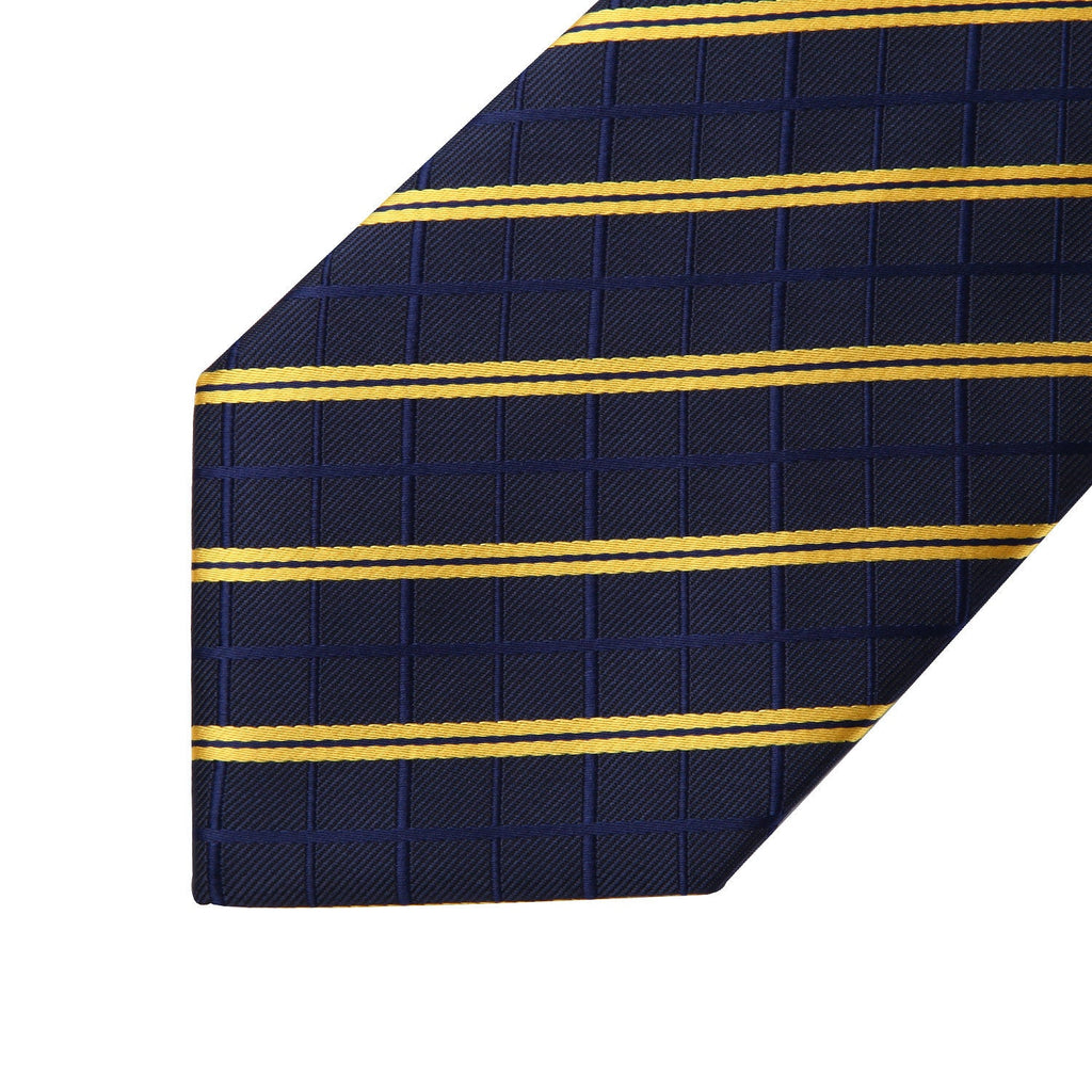 Hisdern Navy Blue Striped Business Tie Set