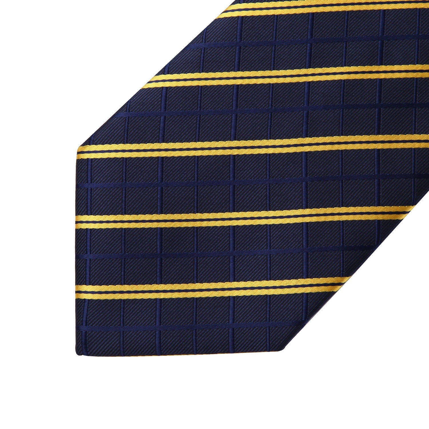 Hisdern Navy Blue Striped Business Tie Set