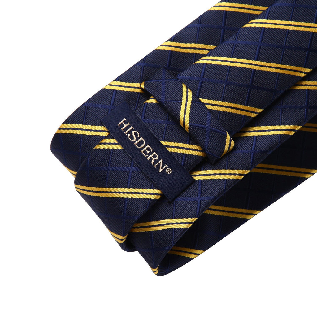 Hisdern Navy Blue Striped Business Tie Set