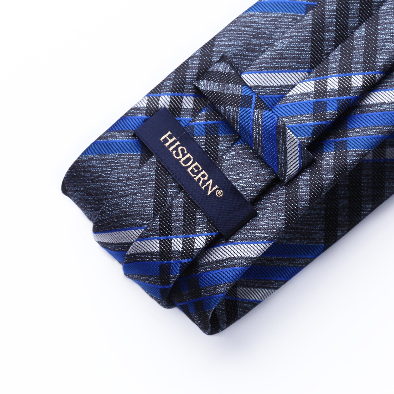 Hisdern Grey Blue Plaid Tie Set For Groomsmen