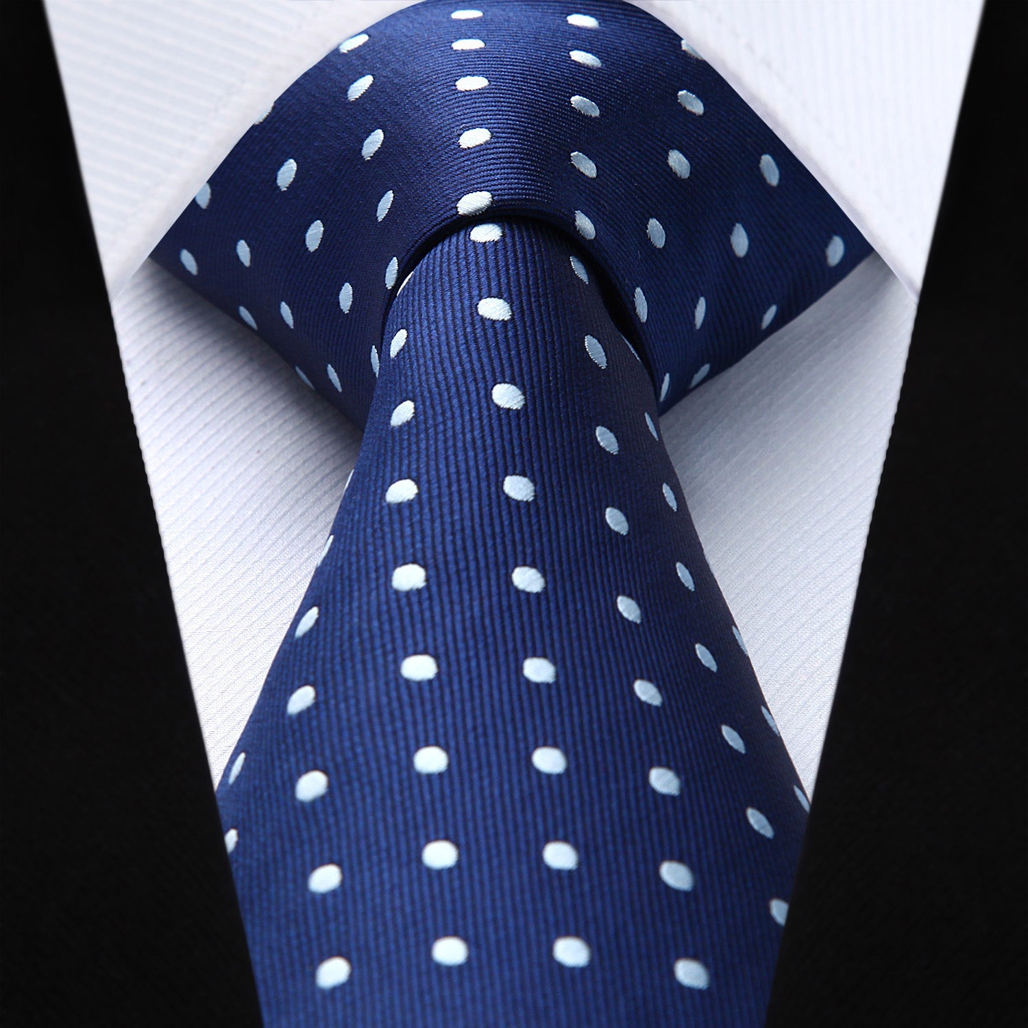 Hisdern Navy Blue Polka Dot Print Tie Set For Formal Events