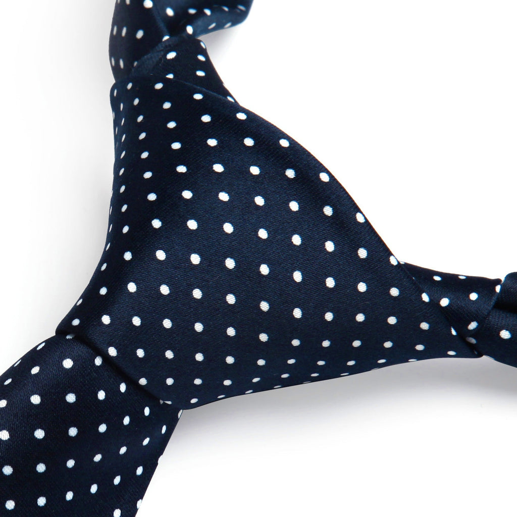Hisdern Navy Blue Polka Dot Print Tie Set For Formal Events