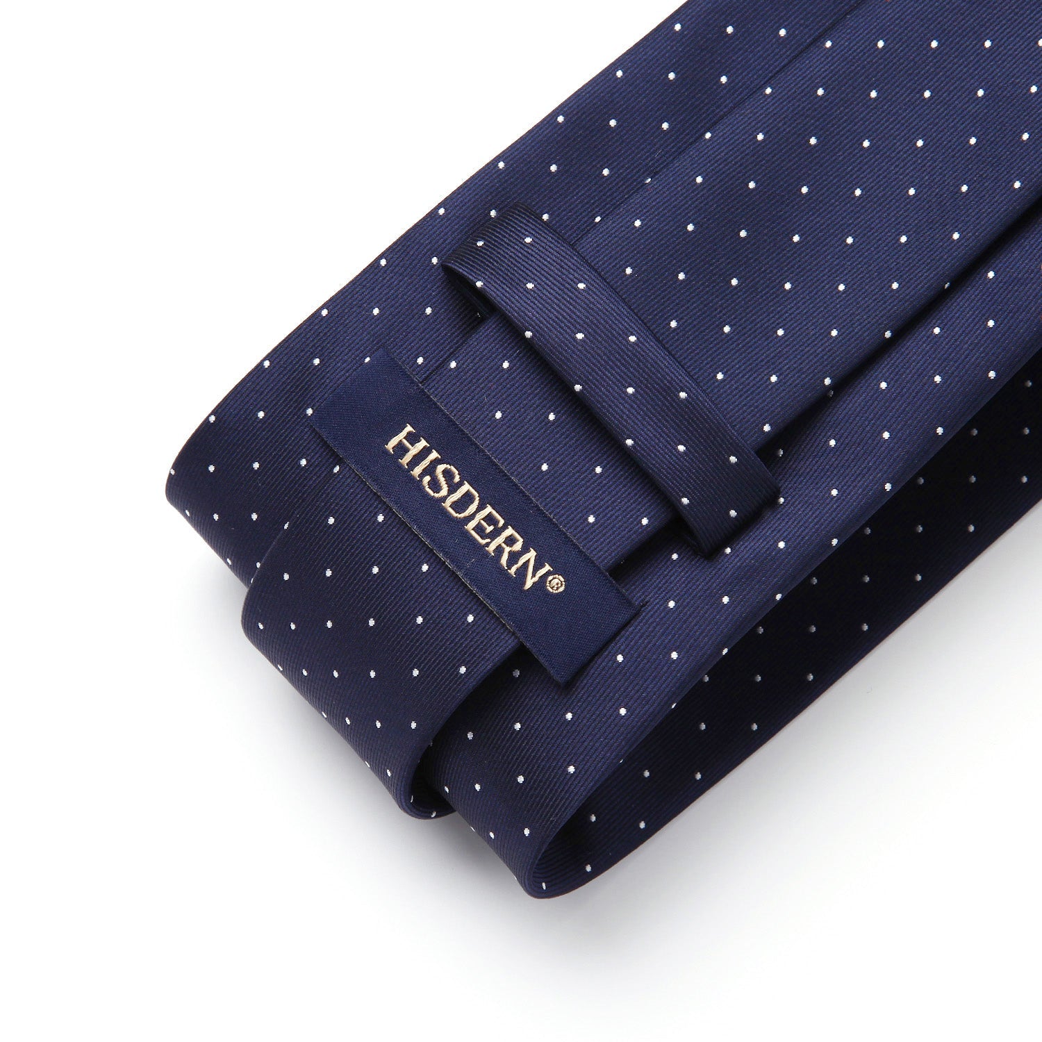 Hisdern Navy Blue Polka Dot Print Tie Set For Formal Events
