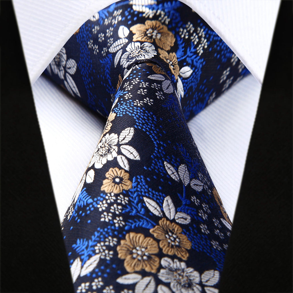 Hisdern Blue Brown White Floral Wedding Accessories Set