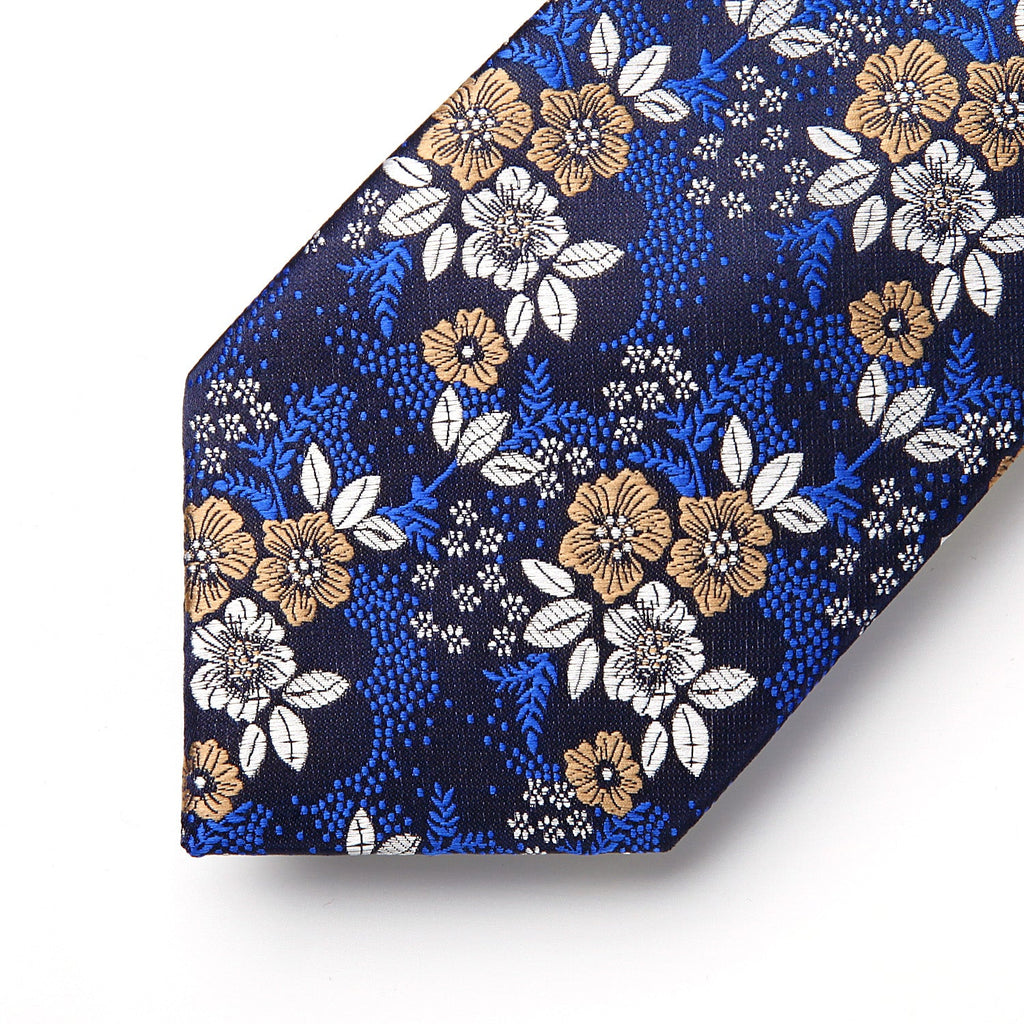 Hisdern Blue Brown White Floral Wedding Accessories Set