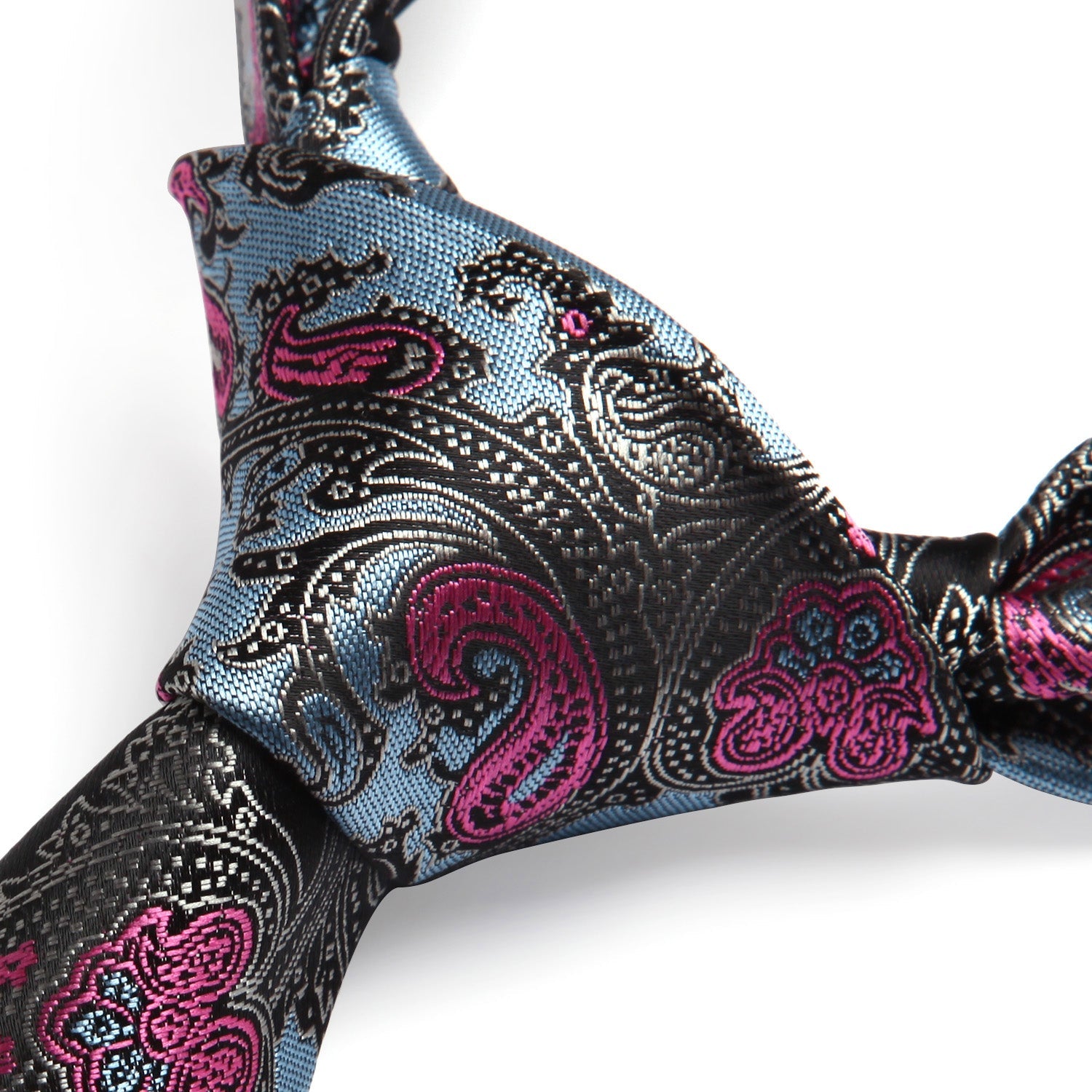 Hisdern Blue Pink Paisley Tie Set For Formal Wear