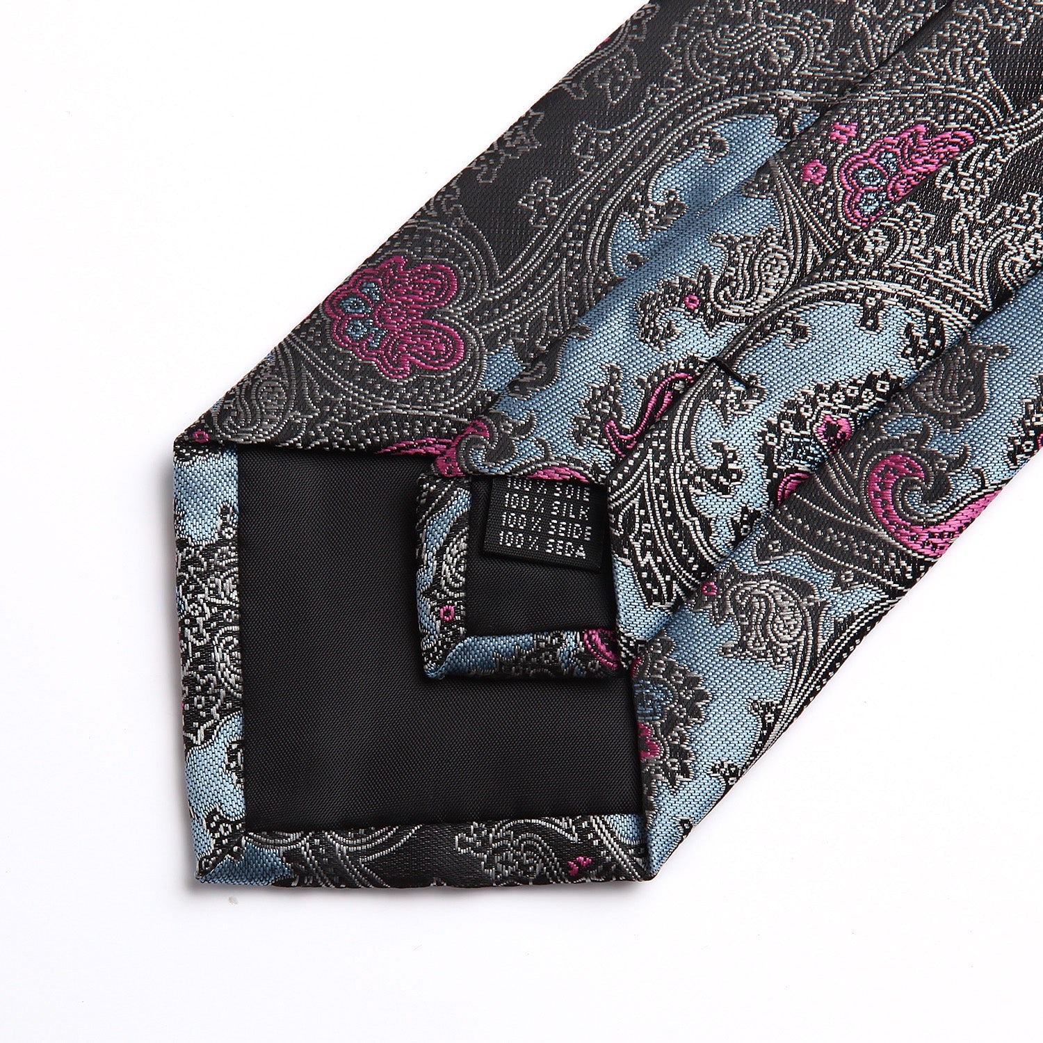 Hisdern Blue Pink Paisley Tie Set For Formal Wear