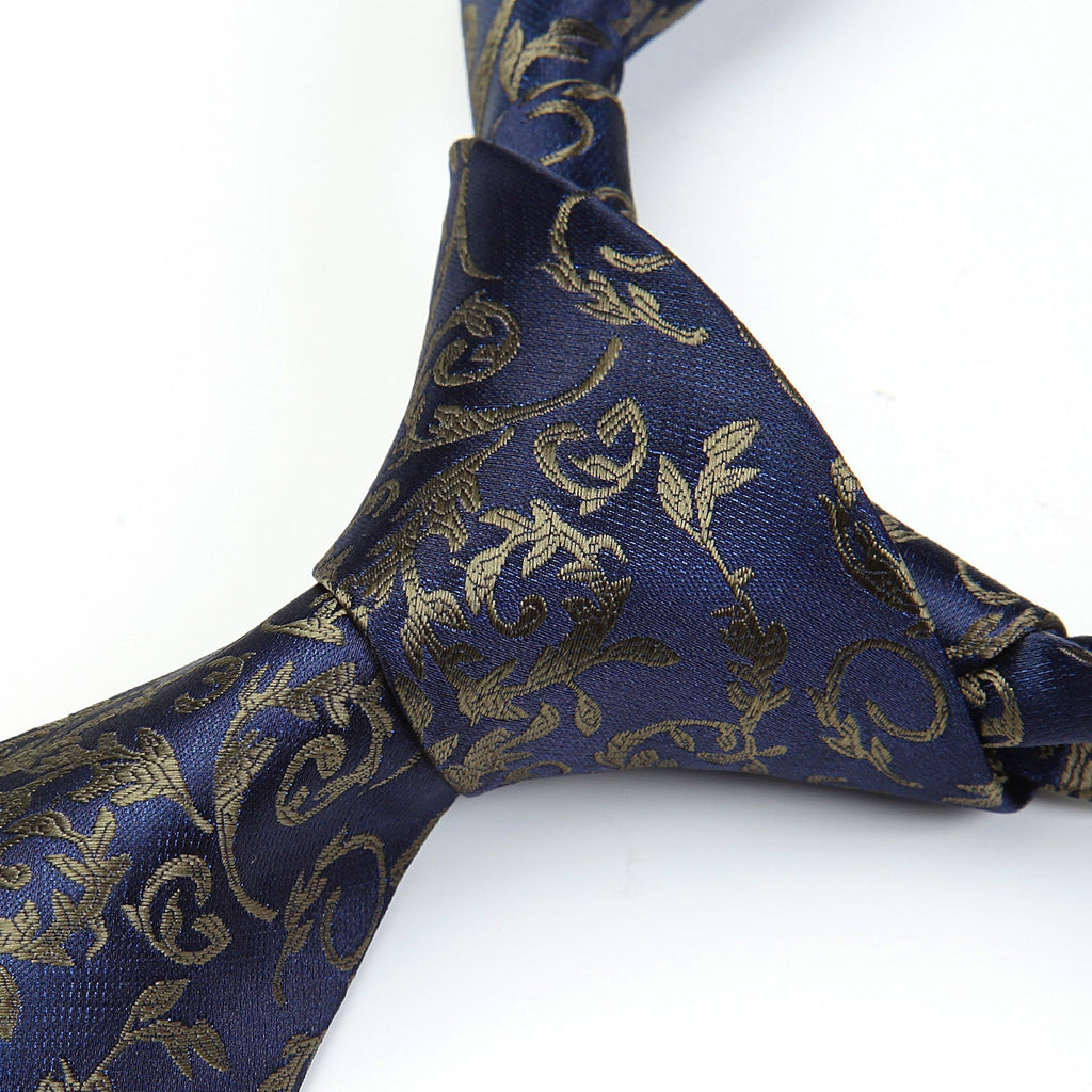 Hisdern Navy Blue Brown Floral Wedding Accessories Set