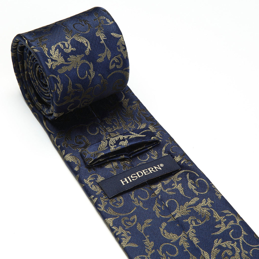 Hisdern Navy Blue Brown Floral Wedding Accessories Set