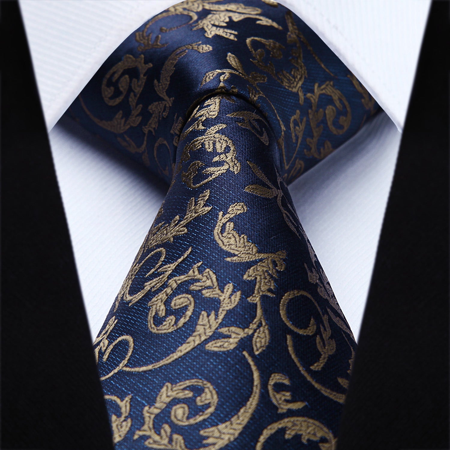 Hisdern Navy Blue Brown Floral Wedding Accessories Set