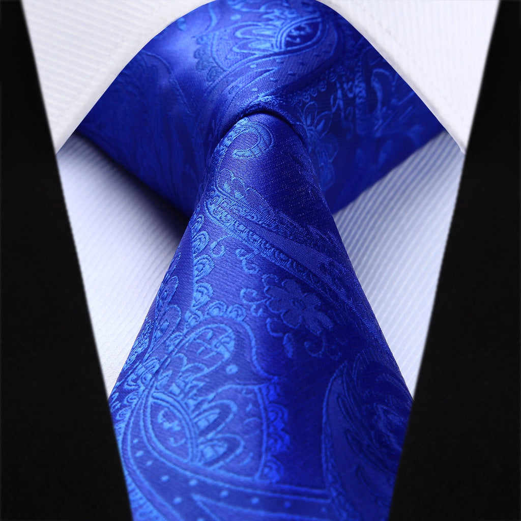Hisdern Blue Paisley Tie Set For Groomsmen