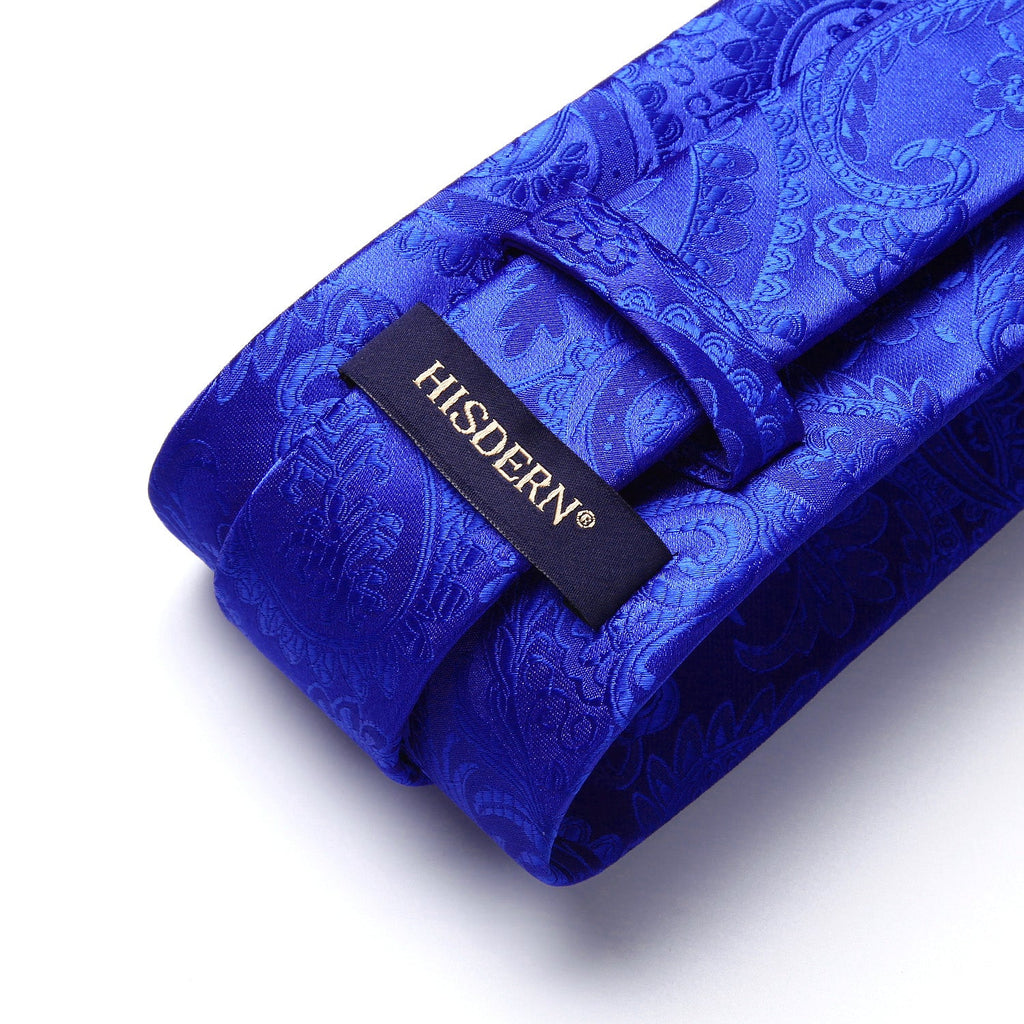 Hisdern Blue Paisley Tie Set For Groomsmen
