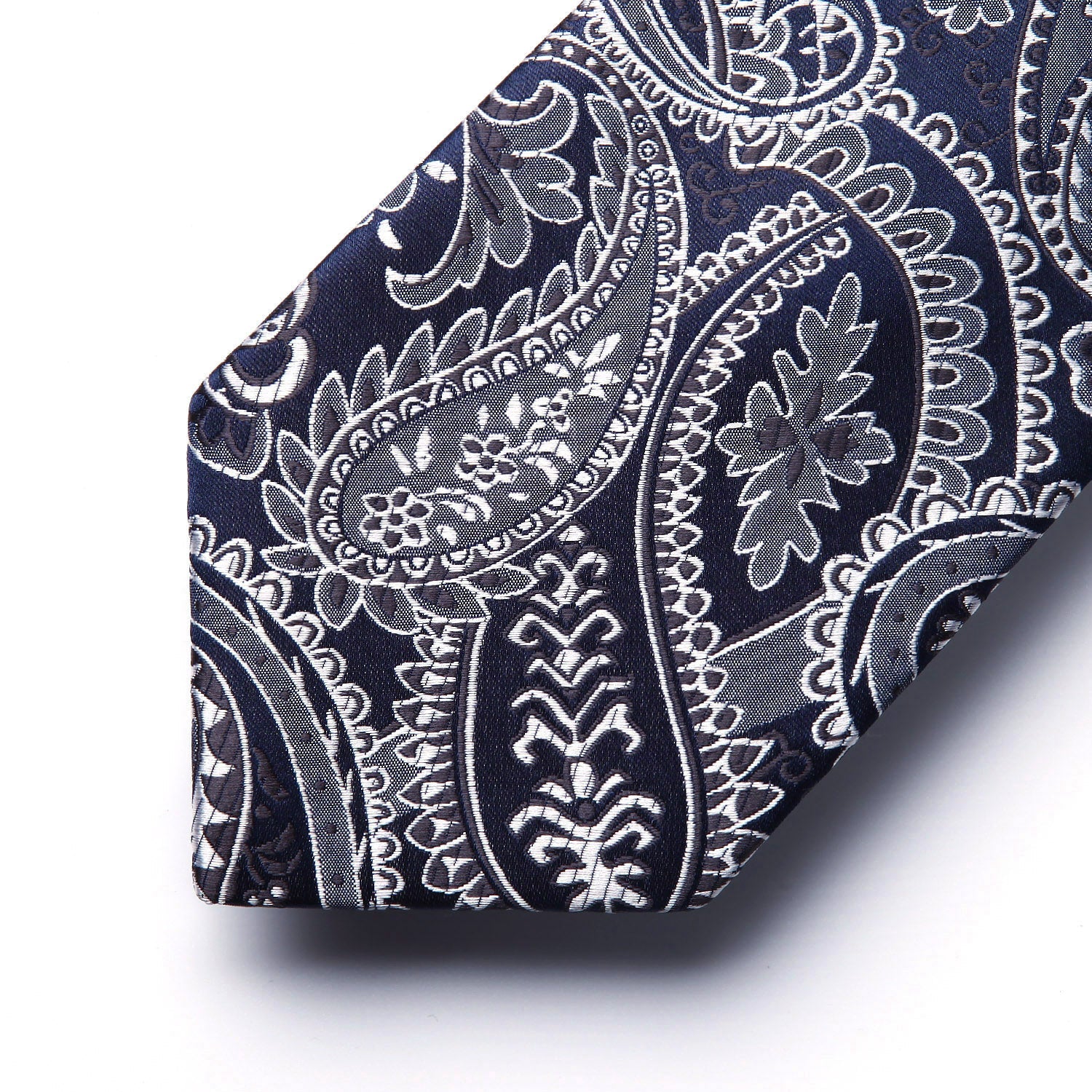 Hisdern Navy Blue Paisley Tie Set For Formal Wear