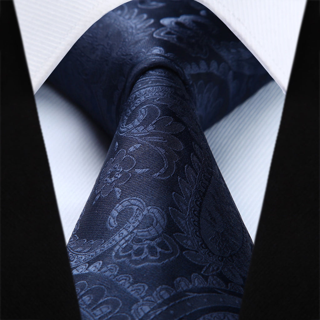 Hisdern Navy Paisley Tie Set For Groomsmen