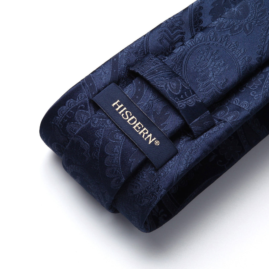 Hisdern Navy Paisley Tie Set For Groomsmen