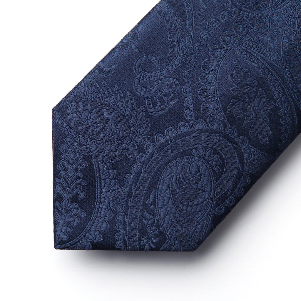 Hisdern Navy Paisley Tie Set For Groomsmen