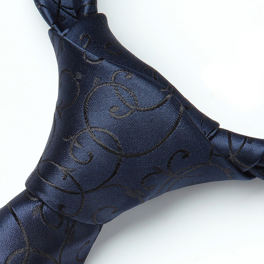 Hisdern Navy Blue Black Floral Wedding Accessories Set