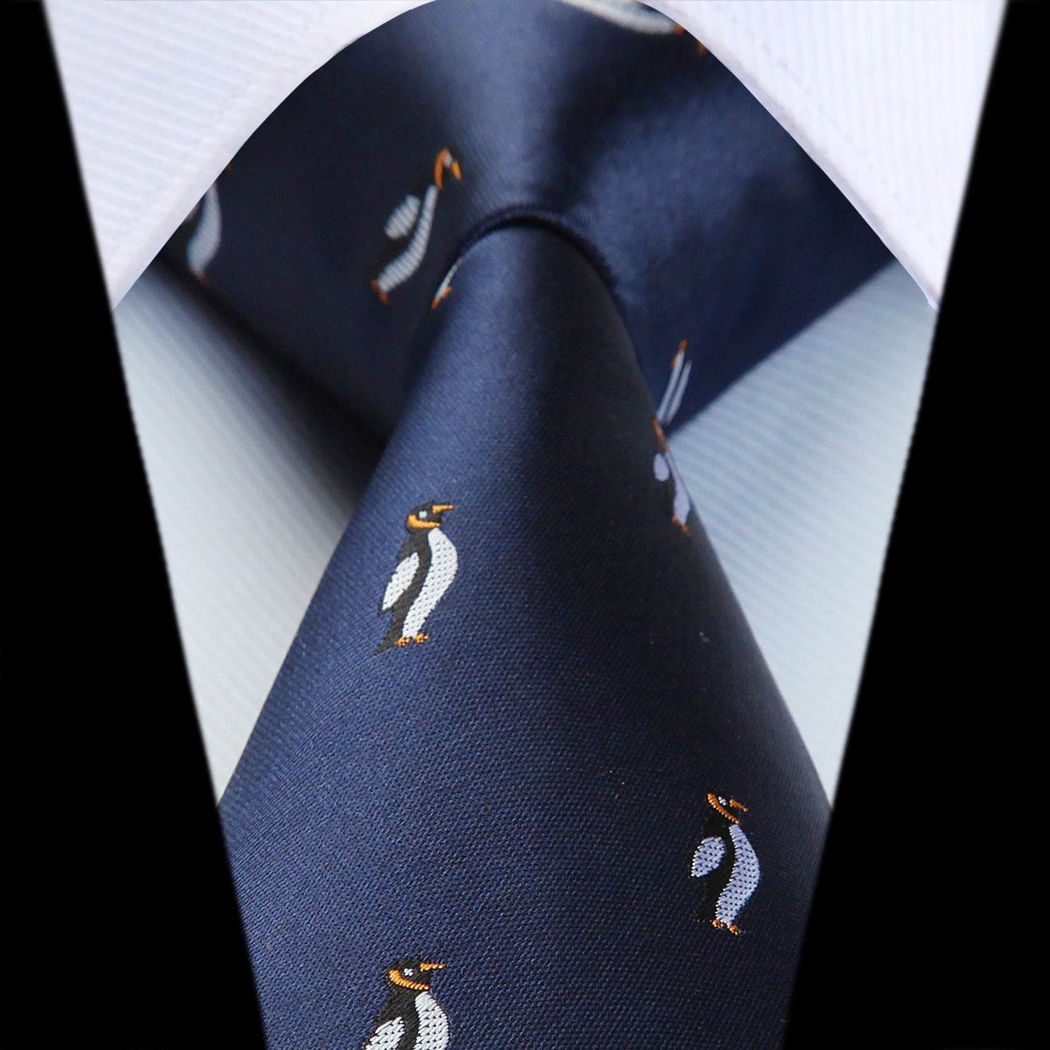 Hisdern Blue Penguin Cute Pattern Tie Set