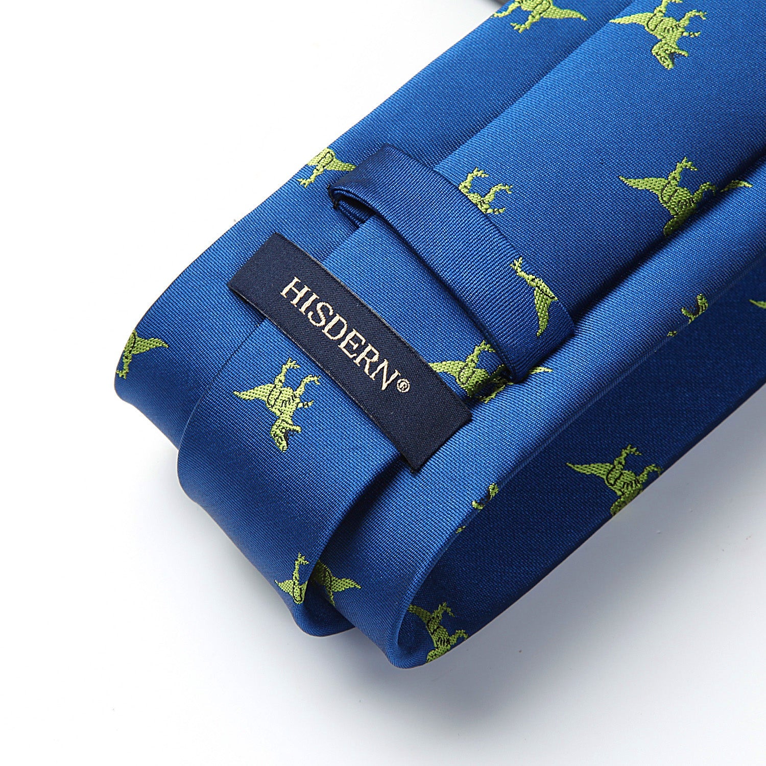 Hisdern Blue Green Dinosaur Print Men's Suit Tie Set