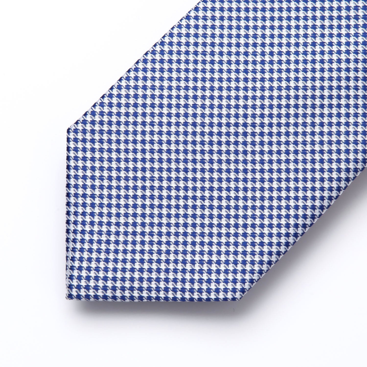 Hisdern Blue White Houndstooth Wedding Tie Set