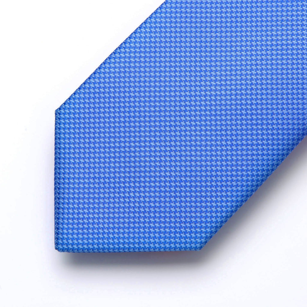 Hisdern Blue Houndstooth Wedding Tie Set