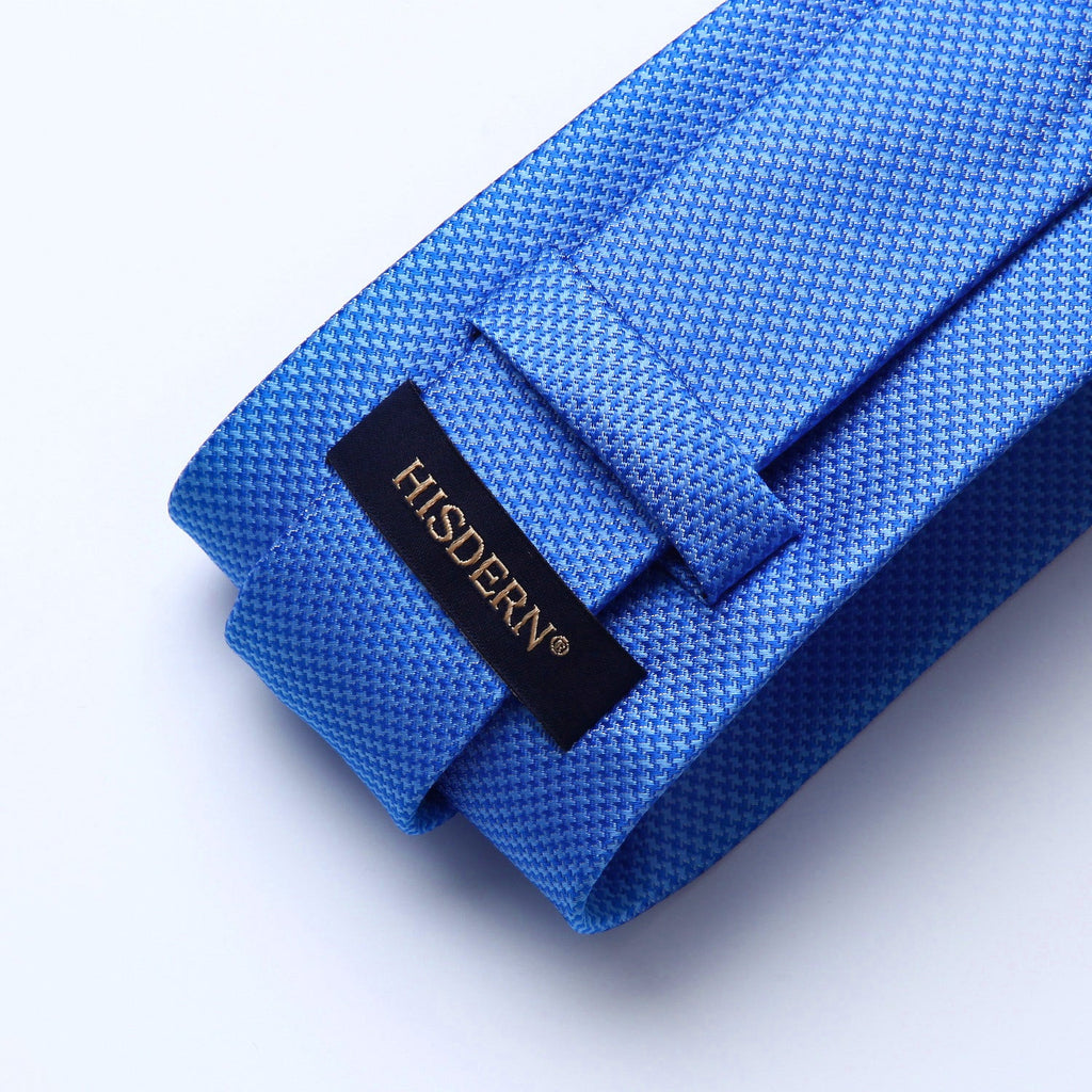 Hisdern Blue Houndstooth Wedding Tie Set