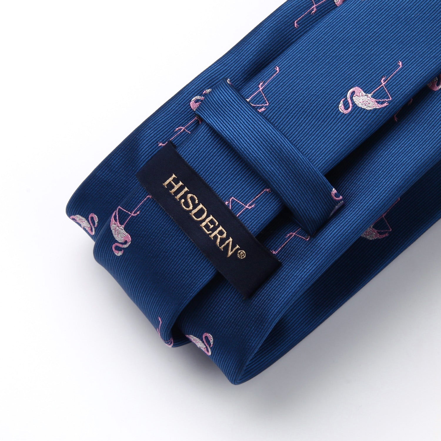 Hisdern Navy Blue Flamingo Cute Print Pattern Tie Set