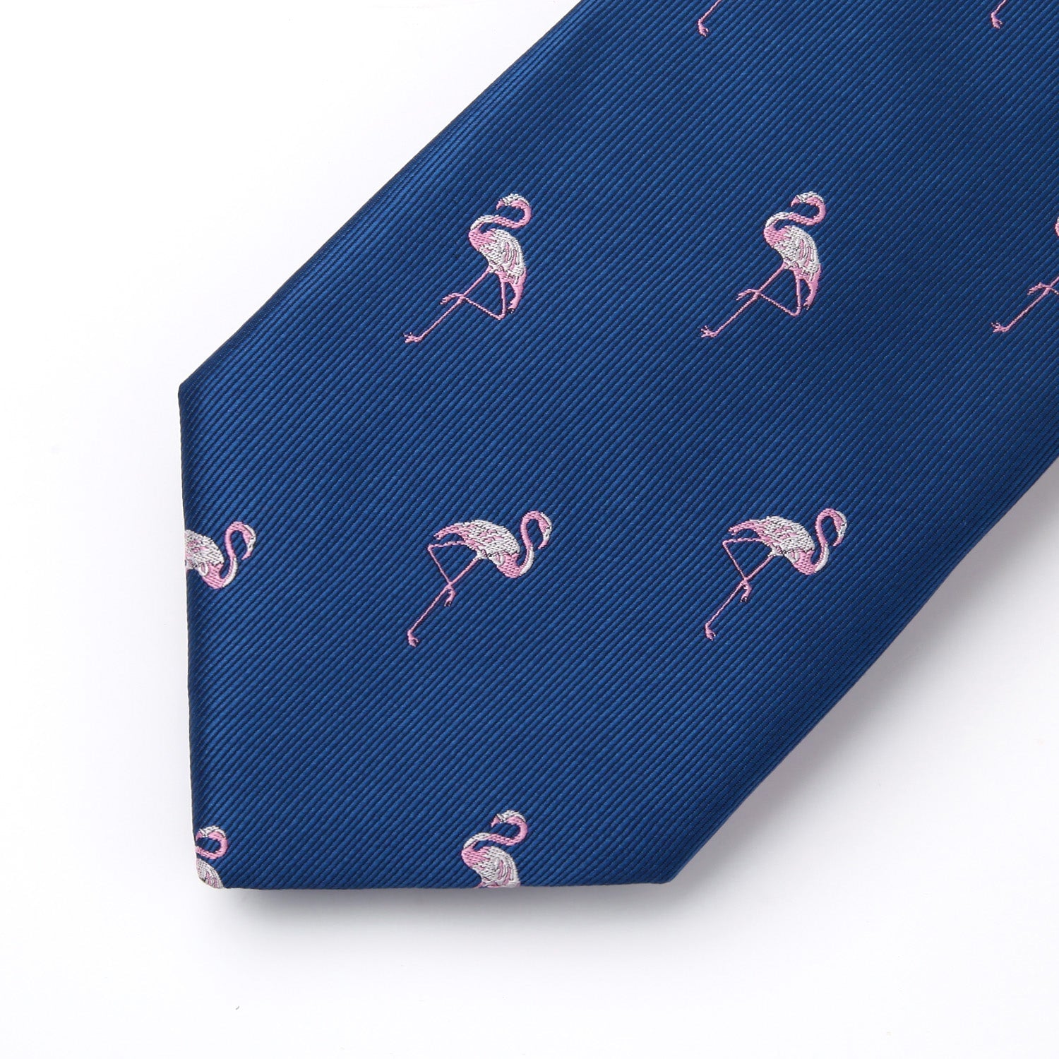 Hisdern Navy Blue Flamingo Cute Print Pattern Tie Set