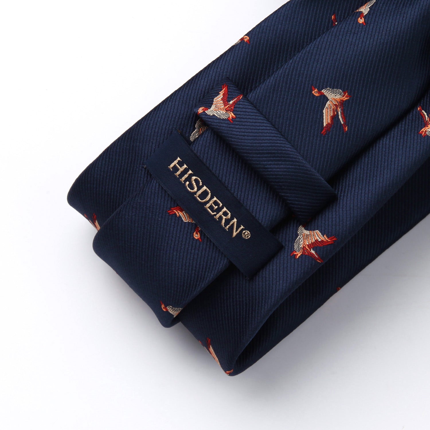 Hisdern Navy Blue Bird Print Men's Suit Tie Set