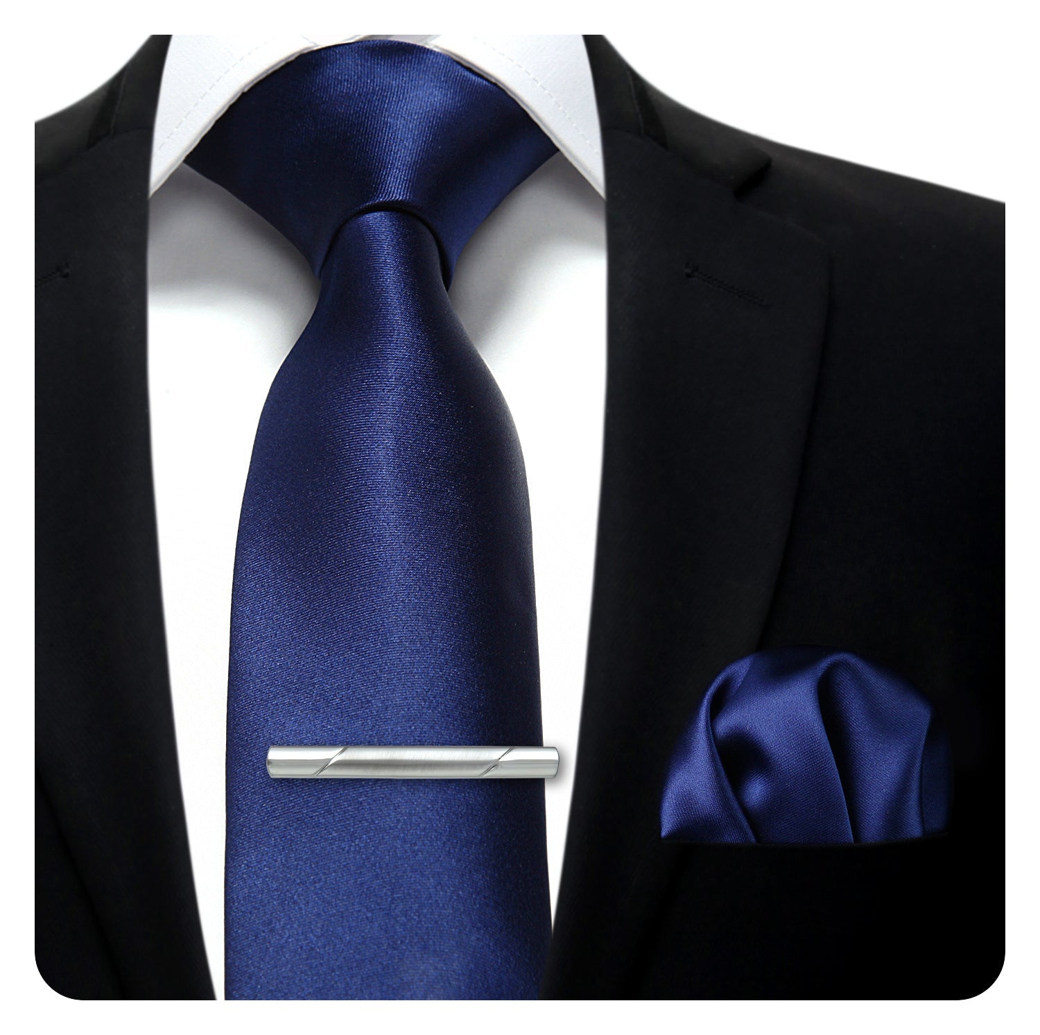 Hisdern Navy Blue Solid Wedding Accessories Set With Clip