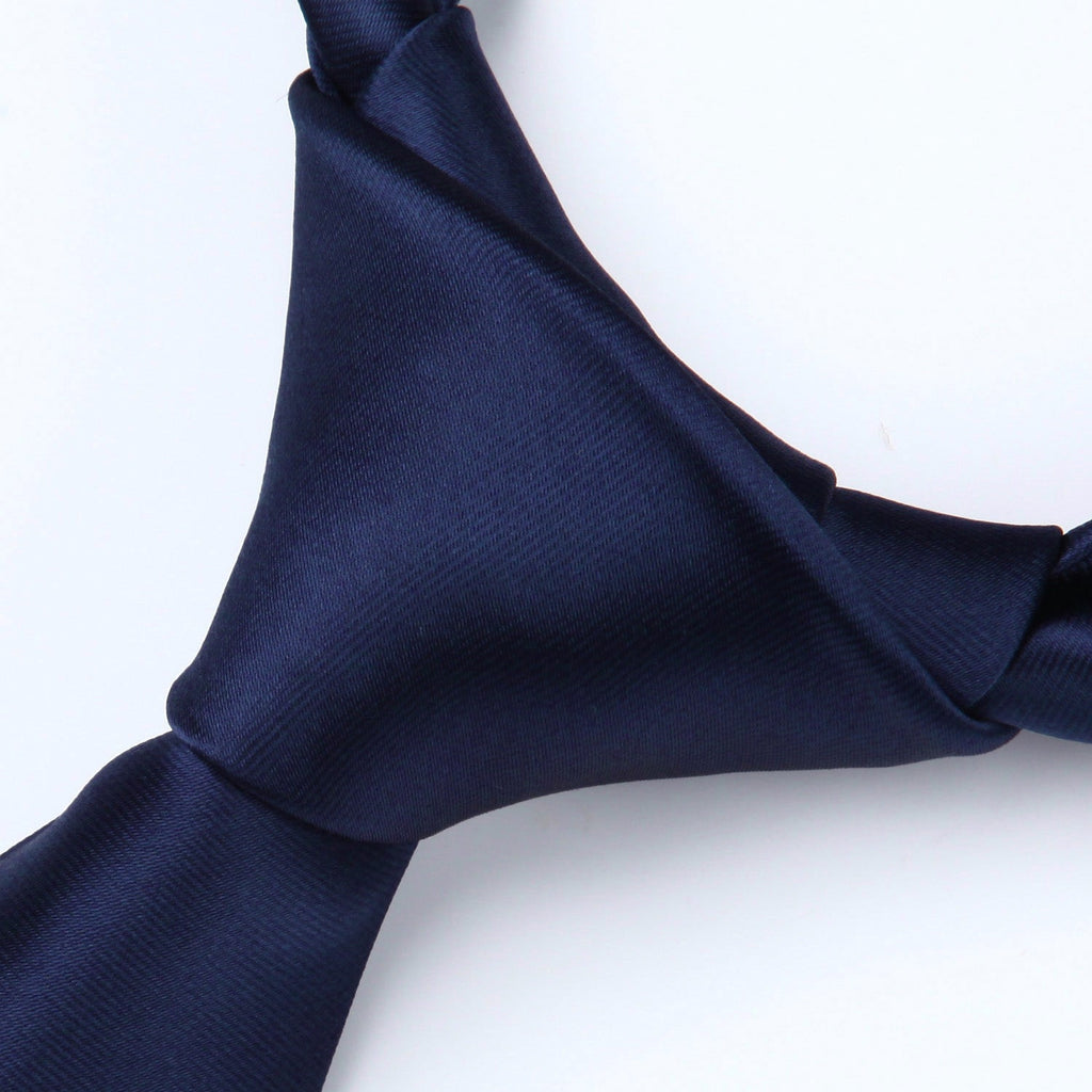 Hisdern Navy Blue Solid Business Tie Set