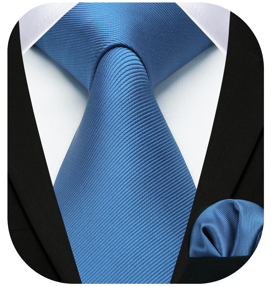 Hisdern Blue Dusty Solid Men’s Tie Set for Formal & Wedding