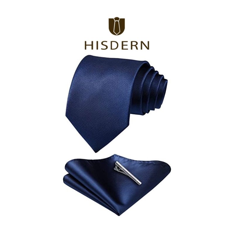 Hisdern Navy Blue Solid Wedding Accessories Set With Clip