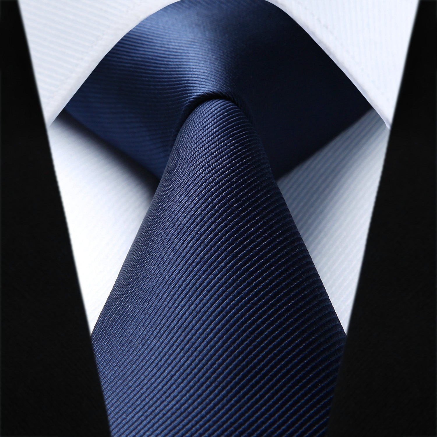 Hisdern Navy Blue Solid Men’s Tie Set for Formal & Wedding