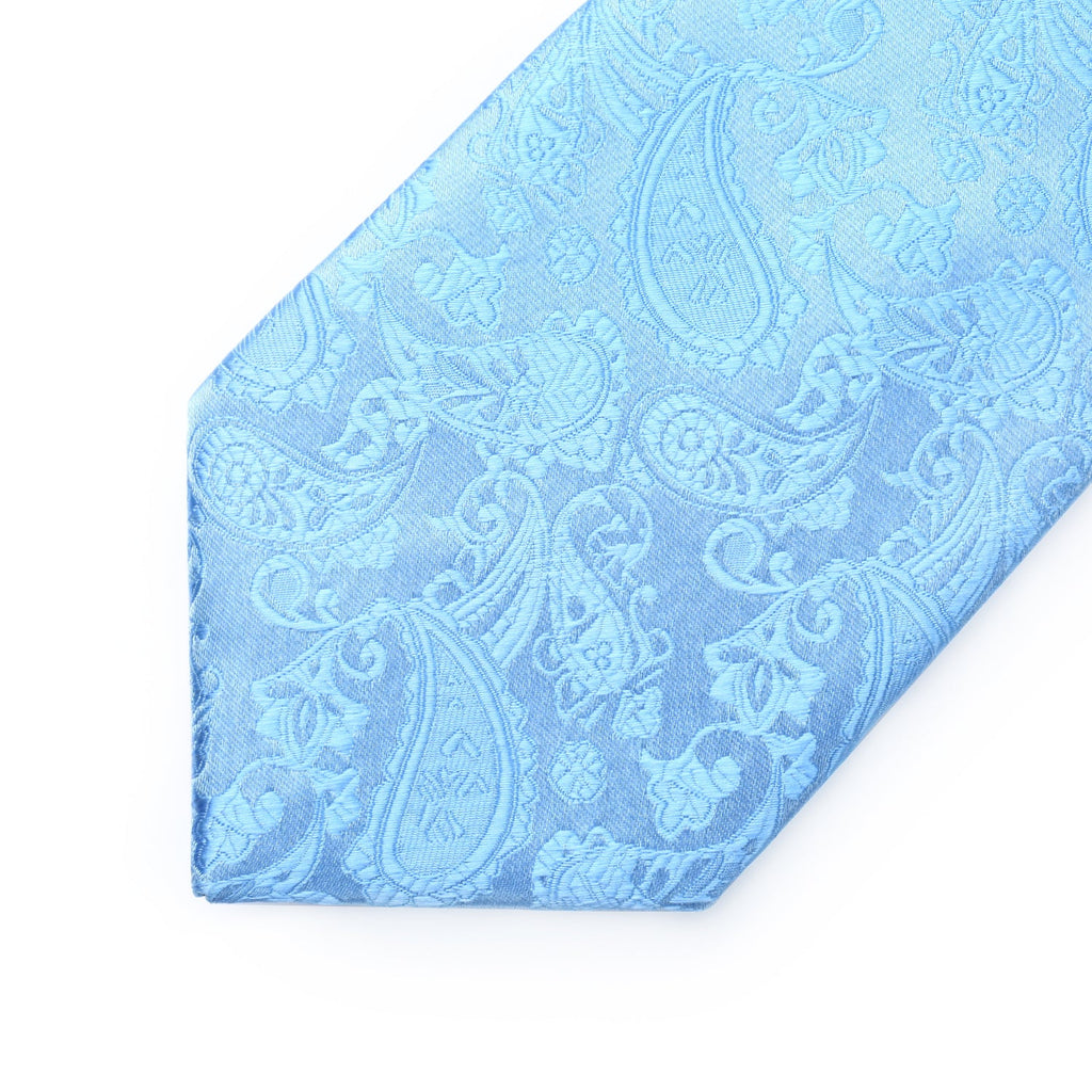 Hisdern Baby Blue Paisley Tie Set For Groomsmen