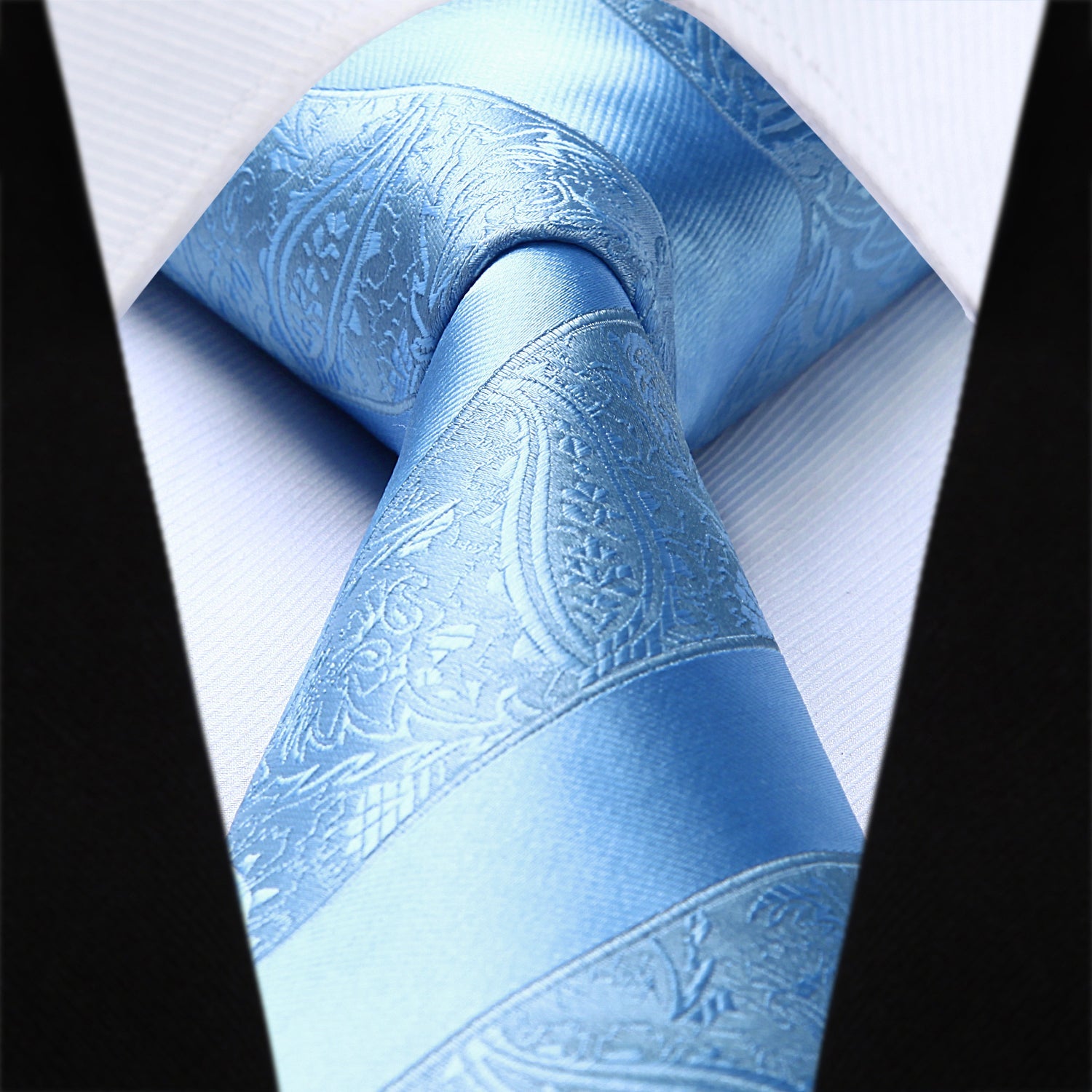 Hisdern Light Blue Paisley Striped Wedding Accessories Set