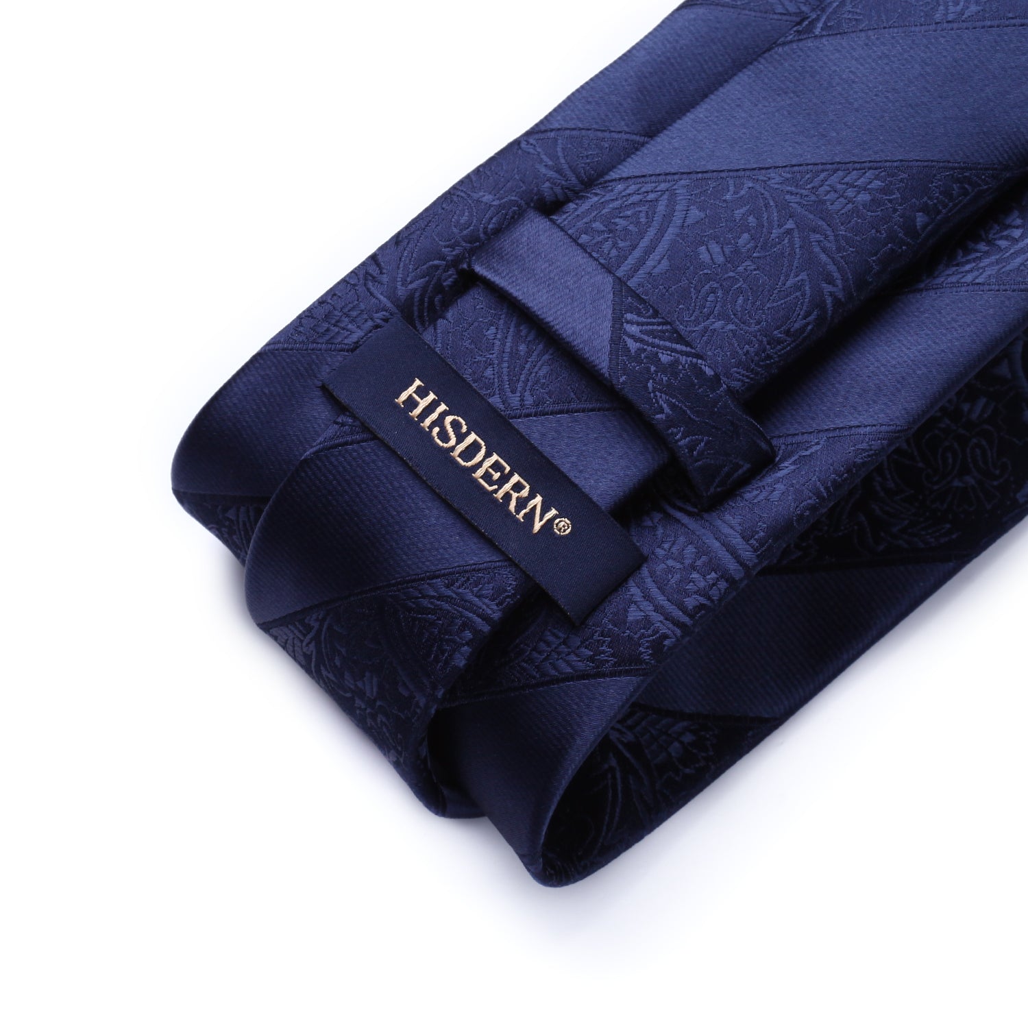 Hisdern Navy Blue Paisley Stripe Tie Set For Formal Wear